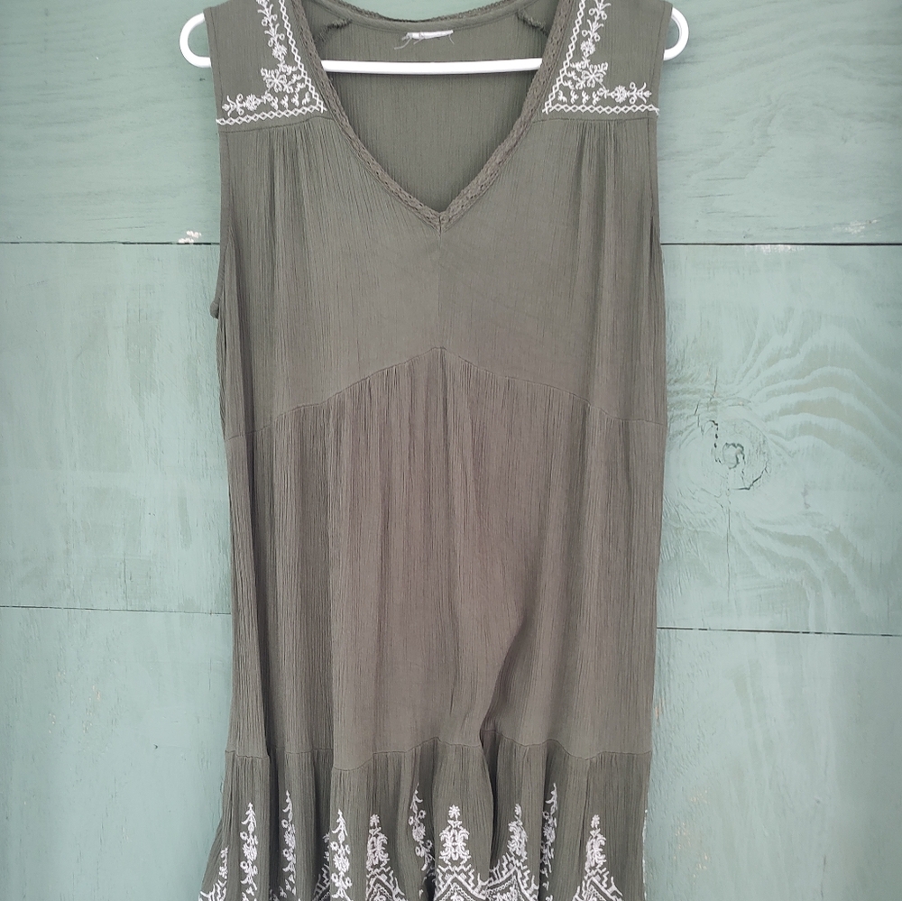 Elegant Olive Green Mini Dress